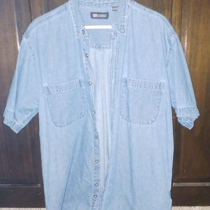 Men's, faded glory, blue denom short sleeve shirt.